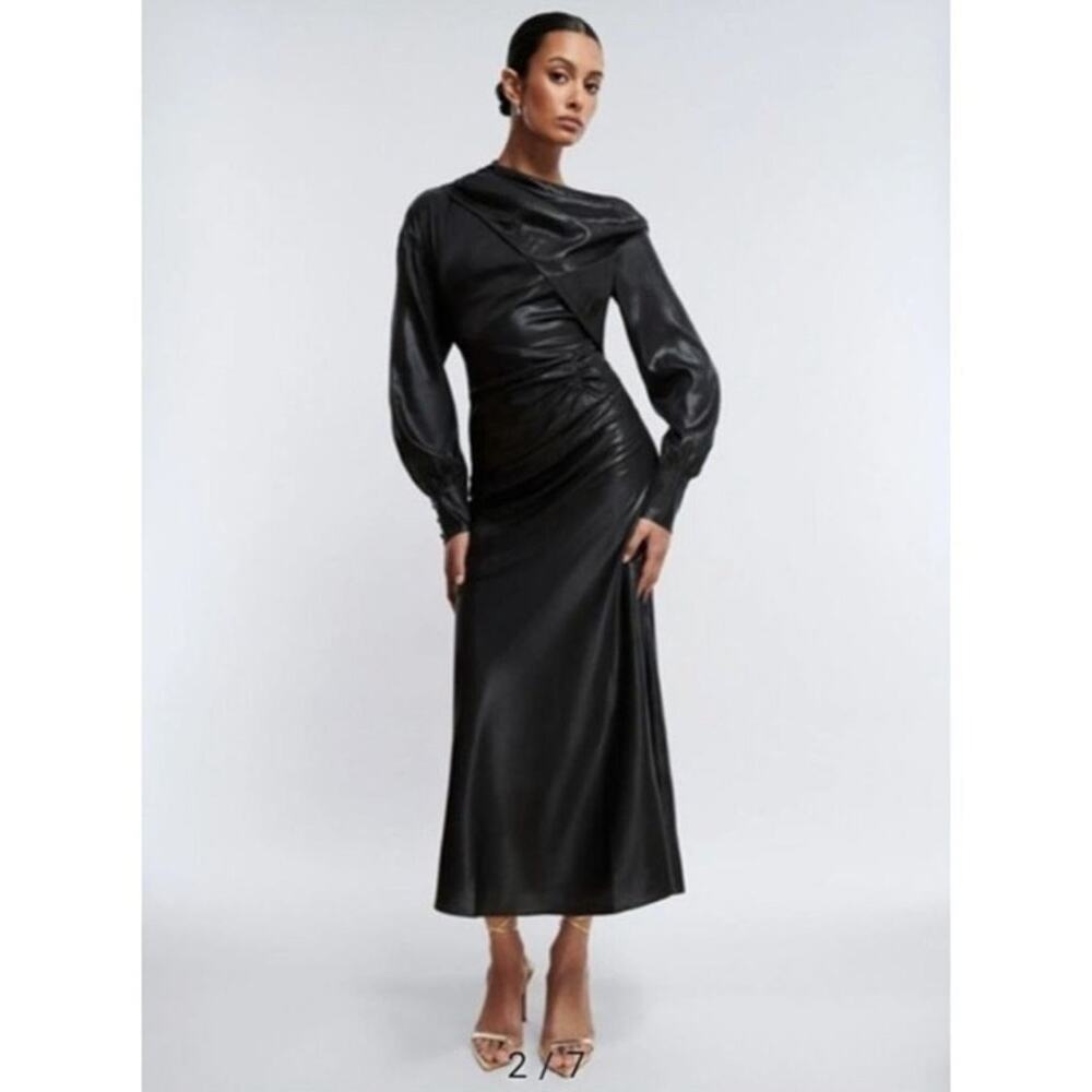 BCBGMAXAZRIA Wylie Dress Womens 38 6 Runway Designer Luxury Black‎ Shimmer $368 - Picture 5 of 16